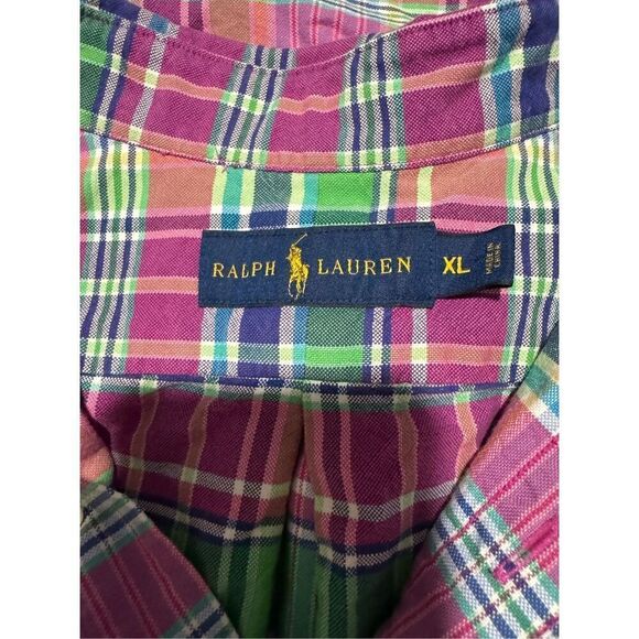 Ralph Lauren XL plaid short sleeve button front shirt - Picture 2 of 5